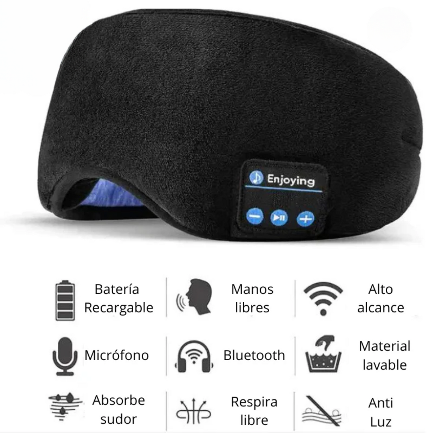 Antifaz Con Audífonos Para Dormir