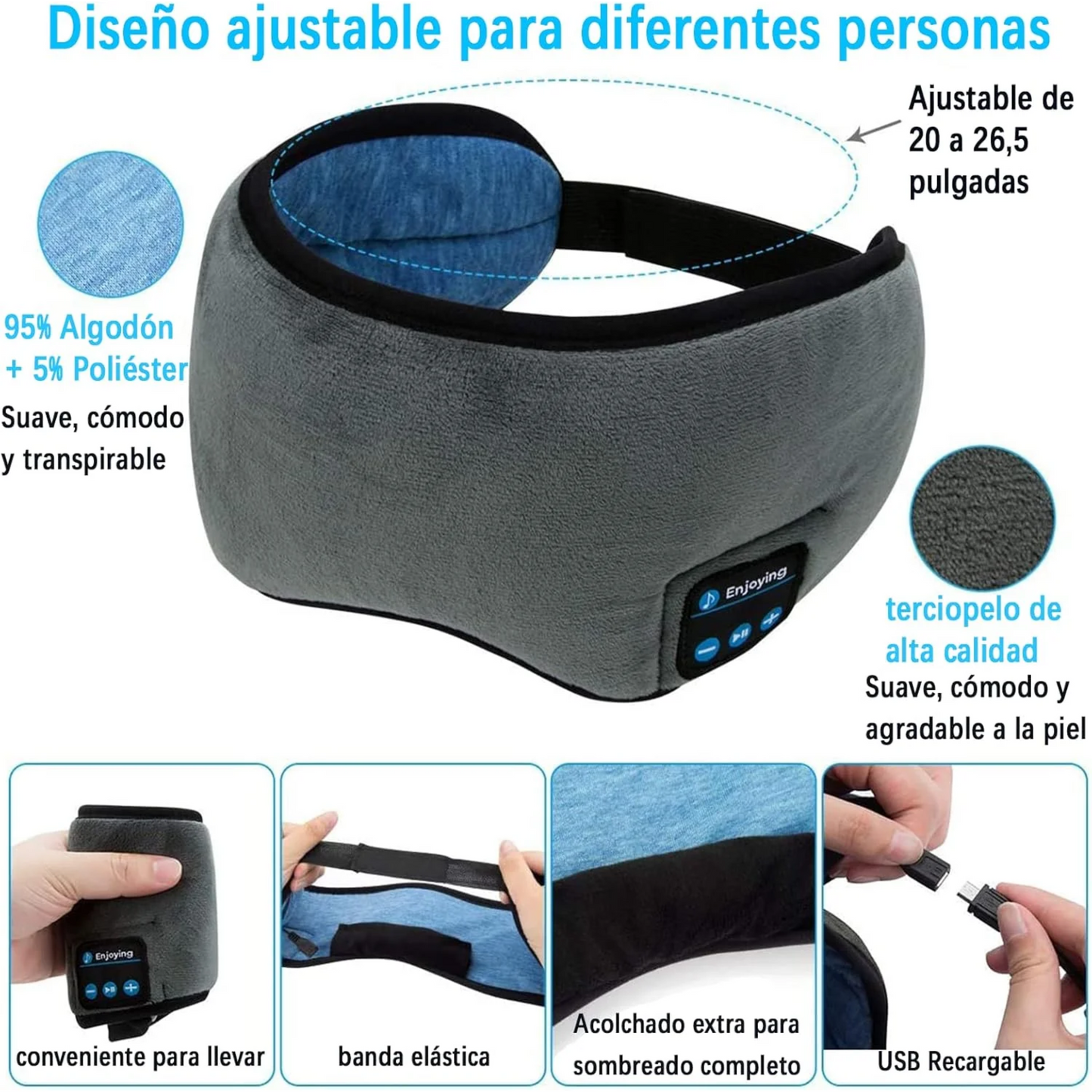 Antifaz Con Audífonos Para Dormir